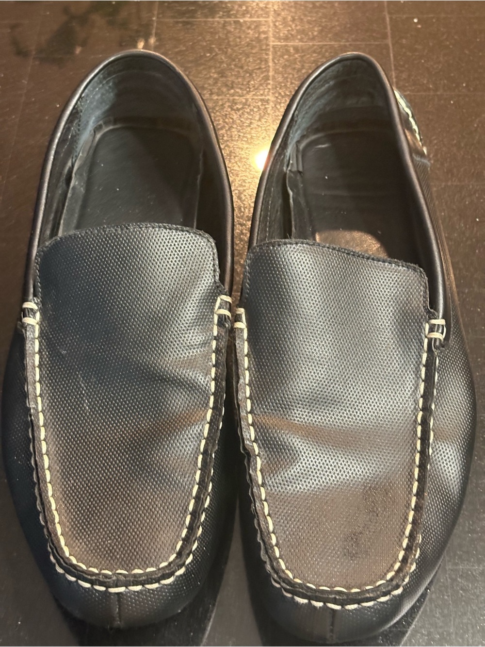 Calvin Klein Black Perforated Leather Slip-On Loafers